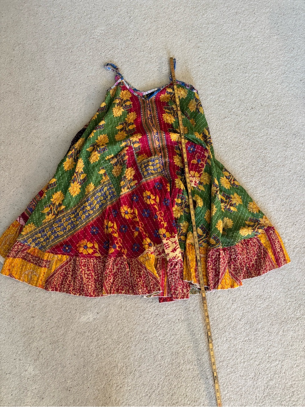 Kantha women's dress with pockets in both sides fits a size small to X-Large - Picture 7 of 9